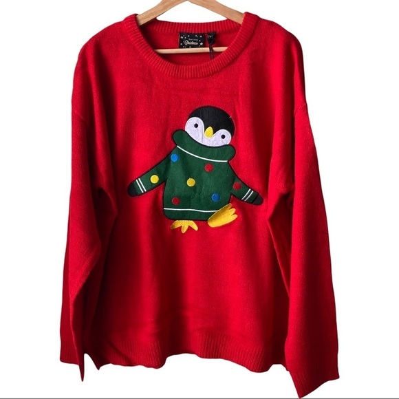 ASOS 🐧(Brave Soul) Plus Size Size US:16 Cute Red christmas Penguin sweat - Picture 10 of 10